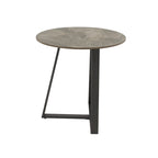 Table d'appoint Jurmala en pierre frittée brillante avec piètement en métal gris par iNSPIRE Q Modern