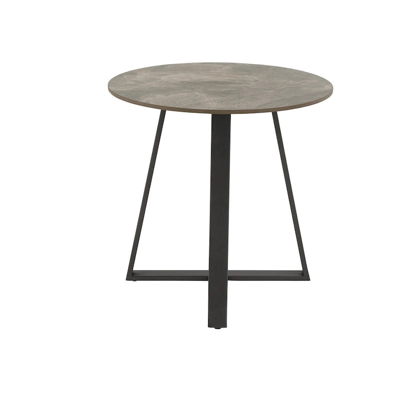 Table d'appoint Jurmala en pierre frittée brillante avec piètement en métal gris par iNSPIRE Q Modern