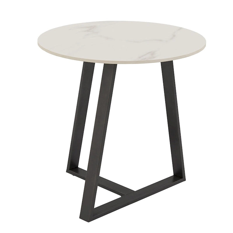 Table d'appoint Jurmala en pierre frittée brillante avec piètement en métal gris par iNSPIRE Q Modern
