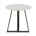 Table d'appoint Jurmala en pierre frittée brillante avec piètement en métal gris par iNSPIRE Q Modern
