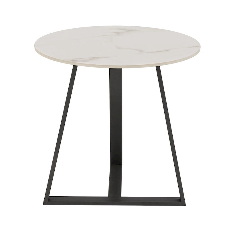 Table d'appoint Jurmala en pierre frittée brillante avec piètement en métal gris par iNSPIRE Q Modern