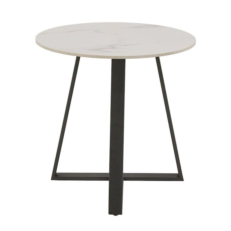 Table d'appoint Jurmala en pierre frittée brillante avec piètement en métal gris par iNSPIRE Q Modern