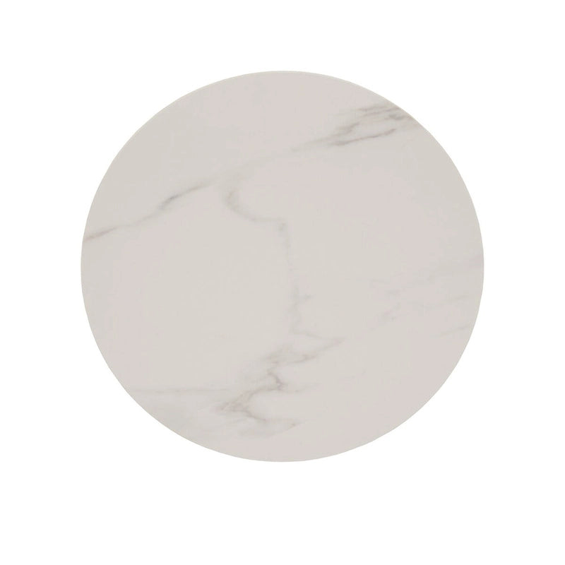 Table d'appoint Jurmala en pierre frittée brillante avec piètement en métal gris par iNSPIRE Q Modern