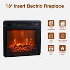 Meuble TV moderne noir avec cheminée électrique intégrée, console multimédia pour téléviseurs jusqu'à 55 pouces