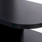 Meuble TV moderne noir avec cheminée électrique intégrée, console multimédia pour téléviseurs jusqu'à 55 pouces