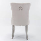 Chaise de salle à manger contemporaine haut de gamme en bois massif capitonné, revêtue de velours, avec pieds en acier inoxydable chromé, lot de 2