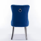 Chaise de salle à manger contemporaine haut de gamme en bois massif capitonné, revêtue de velours, avec pieds en acier inoxydable chromé, lot de 2