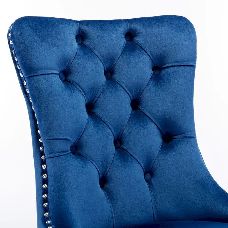 Chaise de salle à manger contemporaine haut de gamme en bois massif capitonné, revêtue de velours, avec pieds en acier inoxydable chromé, lot de 2