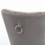 Chaise de salle à manger contemporaine haut de gamme en bois massif capitonné, revêtue de velours, avec pieds en acier inoxydable chromé, lot de 2