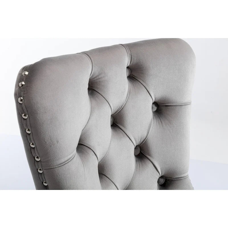 Chaise de salle à manger contemporaine haut de gamme en bois massif capitonné, revêtue de velours, avec pieds en acier inoxydable chromé, lot de 2