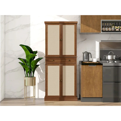 Armoire à 4 portes avec 1 tiroir et 4 étagères intérieures réglables, meuble de rangement
