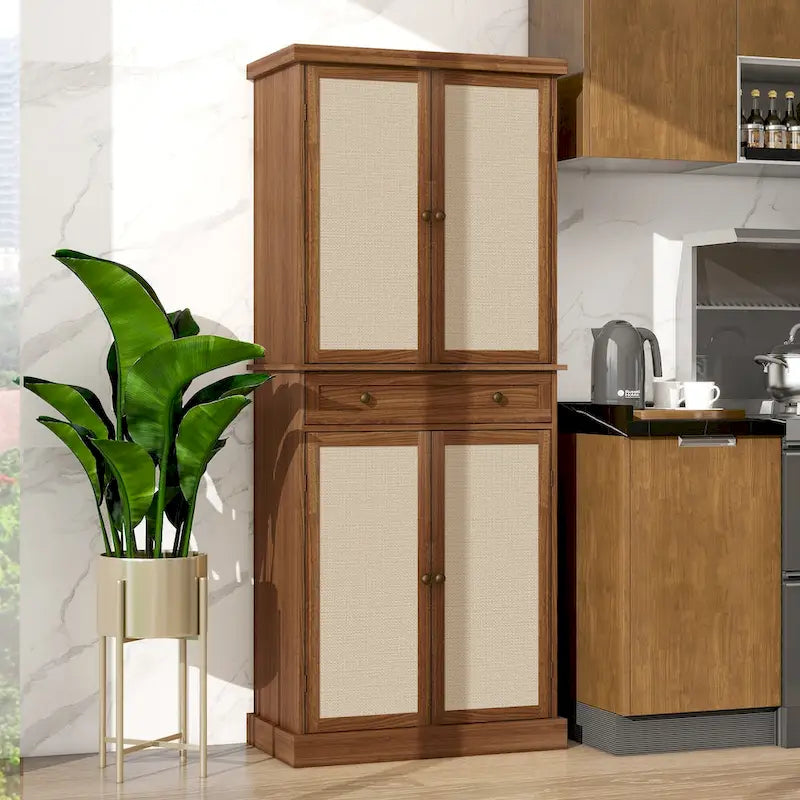 Armoire à 4 portes avec 1 tiroir et 4 étagères intérieures réglables, meuble de rangement