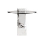 Ensemble de 2 tables basses gigognes rondes modernes avec plateau en verre