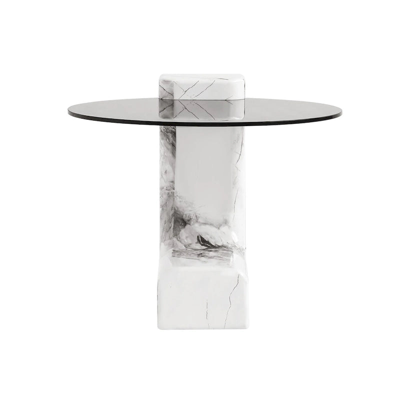 Ensemble de 2 tables basses gigognes rondes modernes avec plateau en verre