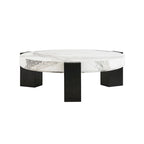 Ensemble de 2 tables basses gigognes rondes modernes avec plateau en verre