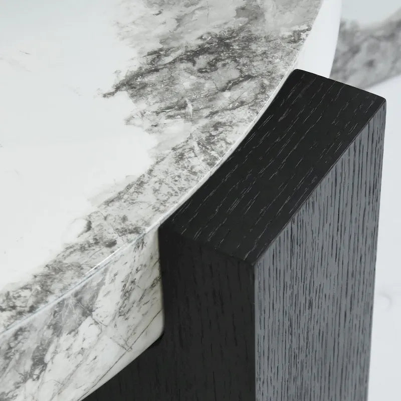 Ensemble de 2 tables basses gigognes rondes modernes avec plateau en verre