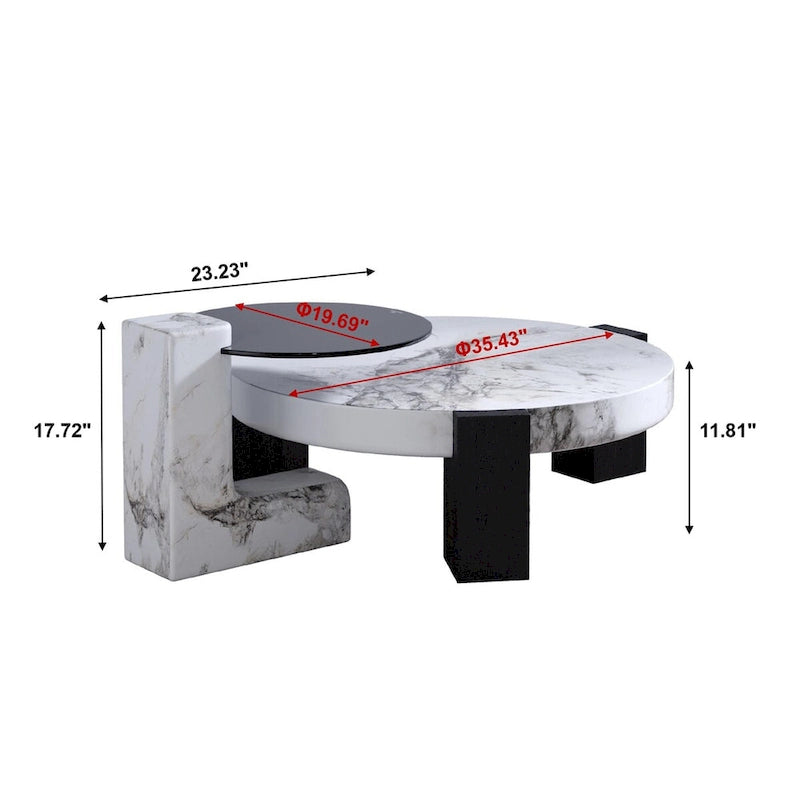 Ensemble de 2 tables basses gigognes rondes modernes avec plateau en verre