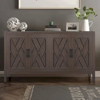 Accent Cabinet 4 Door Wooden Twill Sideboard Storage Cabinet
