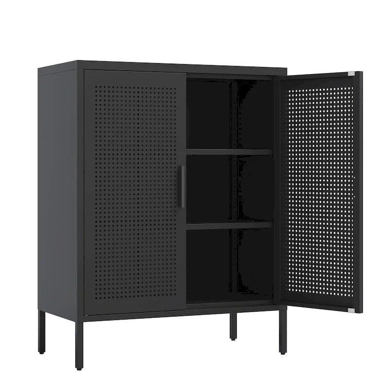 Armoire de rangement métallique à 2 portes et 2 étagères réglables, armoire de rangement de garage verrouillable en acier, classeur métallique