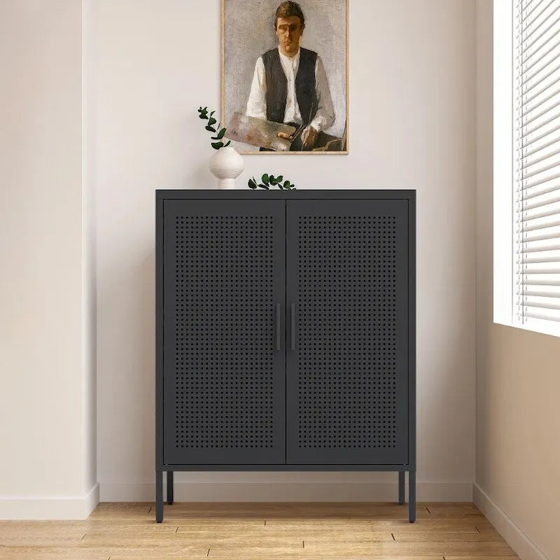 Armoire de rangement métallique à 2 portes et 2 étagères réglables, armoire de rangement de garage verrouillable en acier, classeur métallique