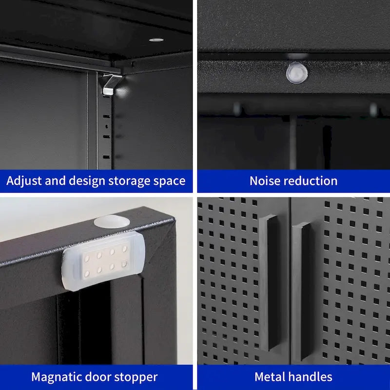 Armoire de rangement métallique à 2 portes et 2 étagères réglables, armoire de rangement de garage verrouillable en acier, classeur métallique