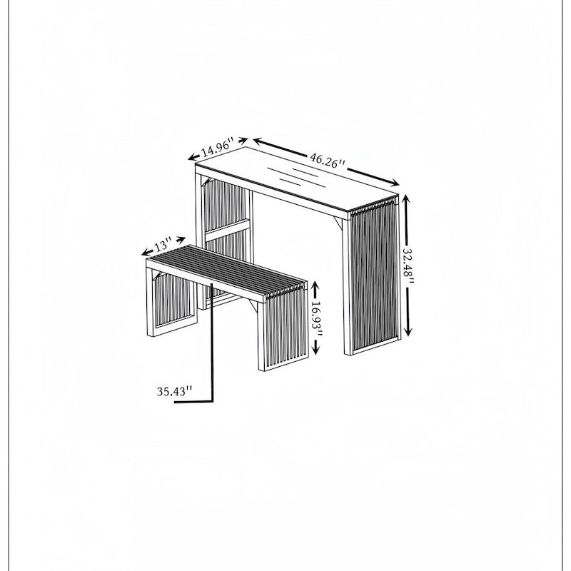 Ensemble de salle à manger 3 pièces (banc et table)