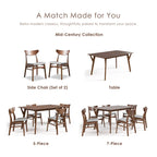 Ensemble de table à manger en bois 7 pièces Beck Mid-century de Furniture of America