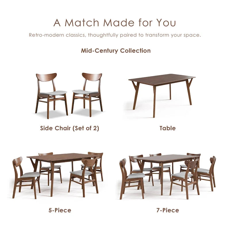 Ensemble de table à manger en bois 7 pièces Beck Mid-century de Furniture of America