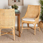 Bella Modern Bohemian Natural Brown Rattan Dining Chair