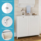 Armoire à linge double basculante RiverRidge Ellsworth avec sac de rangement amovible en tissu - Blanc
