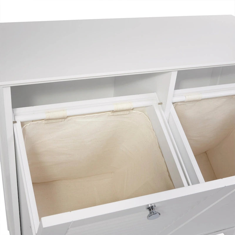Armoire à linge double basculante RiverRidge Ellsworth avec sac de rangement amovible en tissu - Blanc