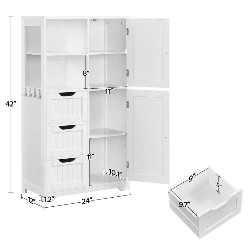Meuble de rangement de salle de bain Yaheetech avec compartiments ouverts, meuble sur pied autoportant, blanc - Non disponible