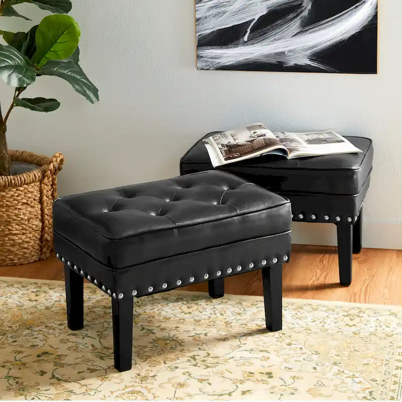Ensemble de 2 poufs Glitzhome 22W en similicuir capitonné