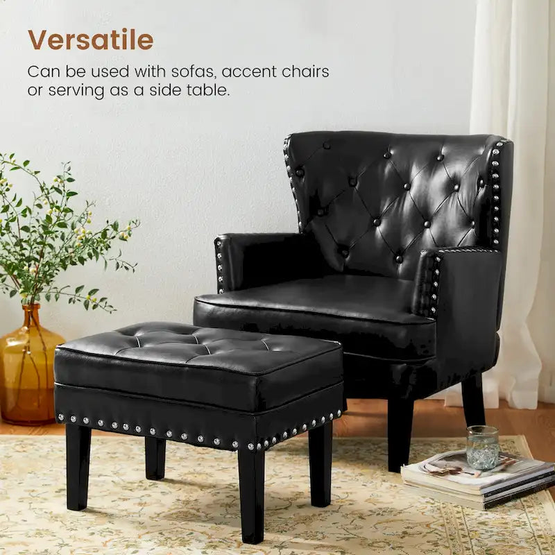 Ensemble de 2 poufs Glitzhome 22W en similicuir capitonné