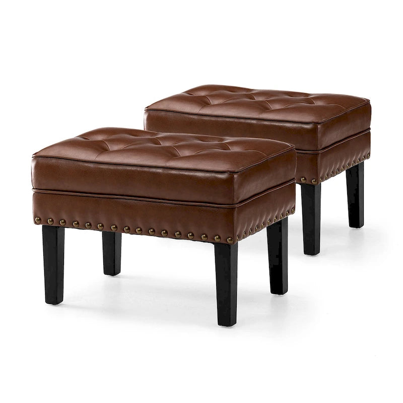 Ensemble de 2 poufs Glitzhome 22W en similicuir capitonné