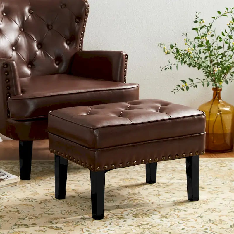 Ensemble de 2 poufs Glitzhome 22W en similicuir capitonné