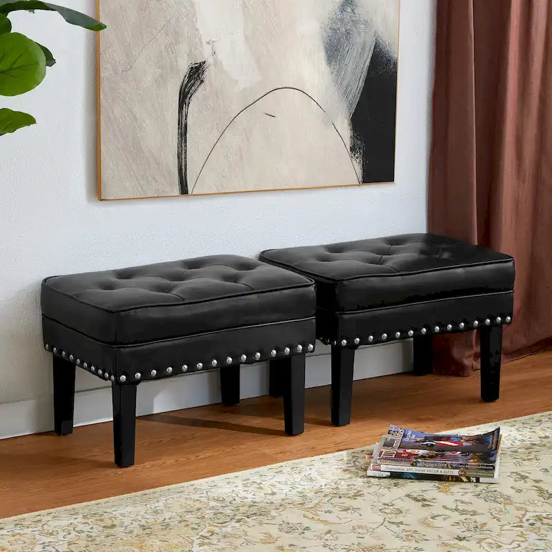 Ensemble de 2 poufs Glitzhome 22W en similicuir capitonné