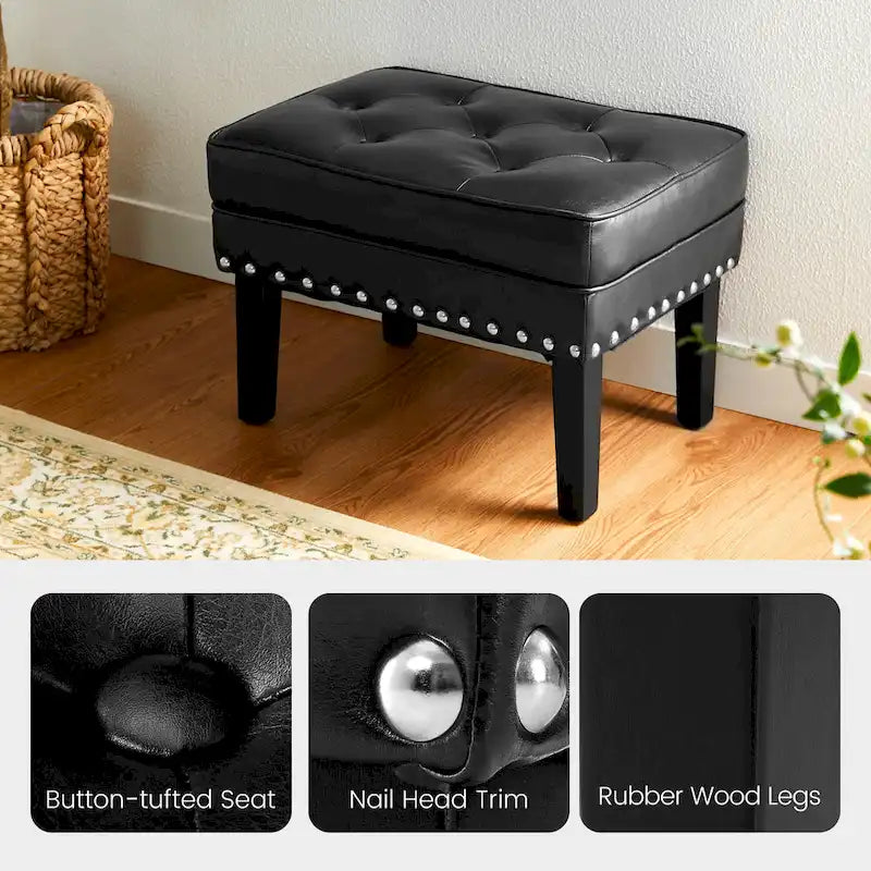 Ensemble de 2 poufs Glitzhome 22W en similicuir capitonné