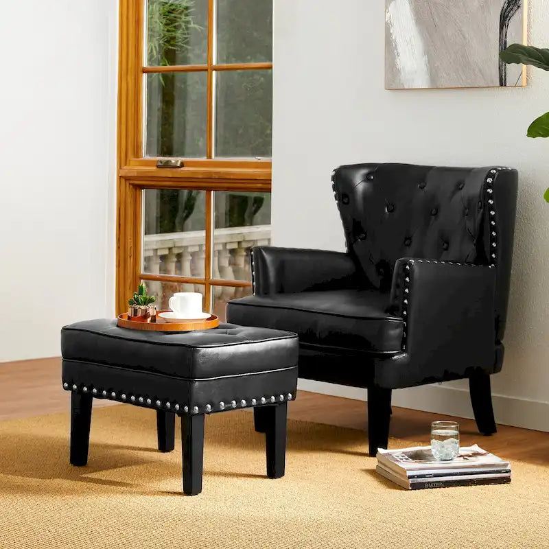 Ensemble de 2 poufs Glitzhome 22W en similicuir capitonné