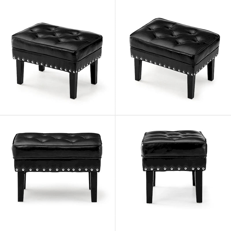 Ensemble de 2 poufs Glitzhome 22W en similicuir capitonné