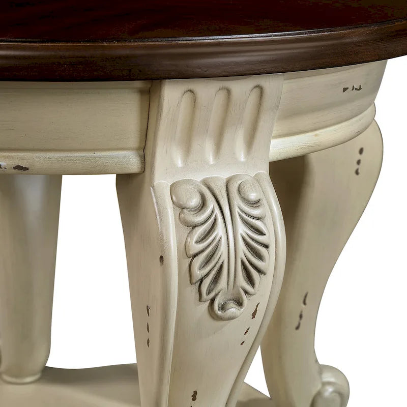 Table d'appoint ronde de 56 cm, table de chevet en bois massif avec étagère, table d'angle pour salon, montage facile