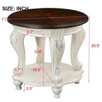 Table d'appoint ronde de 56 cm, table de chevet en bois massif avec étagère, table d'angle pour salon, montage facile