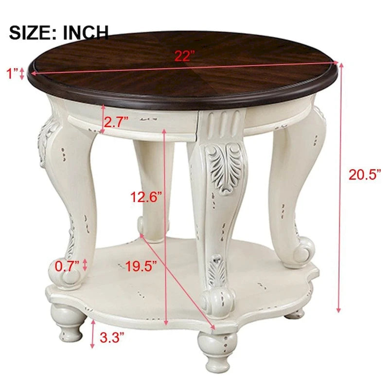 Table d'appoint ronde de 56 cm, table de chevet en bois massif avec étagère, table d'angle pour salon, montage facile
