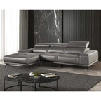 Furniture of America Jacques Modern Low Profile Leather L-Shaped Sectional with Chaise