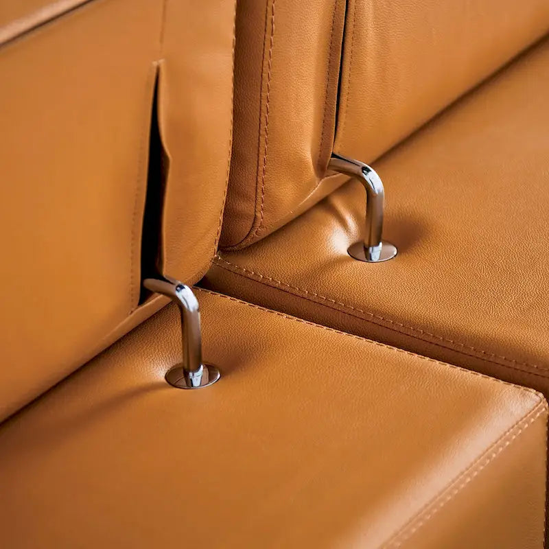 Canapé d'angle en cuir bas et moderne Jacques de Furniture of America, avec méridienne