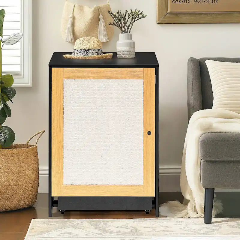 Enclos pour bac à litière, toilettes cachées pour chat, table d'appoint pour chat, meuble à litière avec porte en sisal