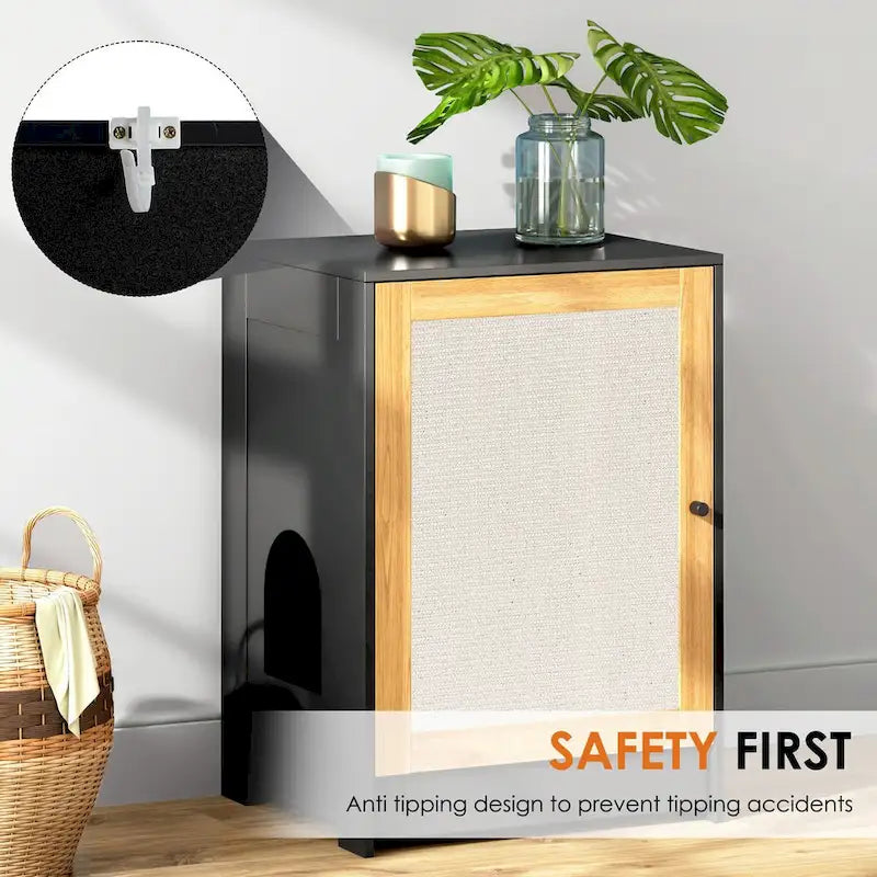 Enclos pour bac à litière, toilettes cachées pour chat, table d'appoint pour chat, meuble à litière avec porte en sisal