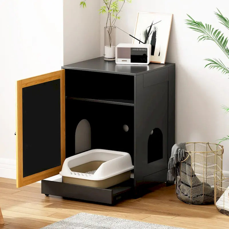 Enclos pour bac à litière, toilettes cachées pour chat, table d'appoint pour chat, meuble à litière avec porte en sisal