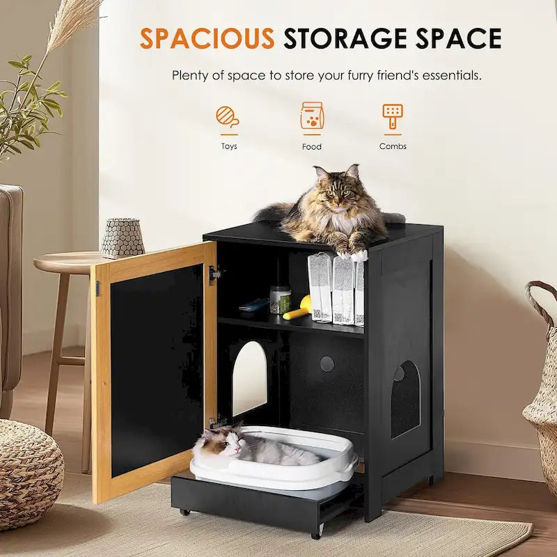Enclos pour bac à litière, toilettes cachées pour chat, table d'appoint pour chat, meuble à litière avec porte en sisal