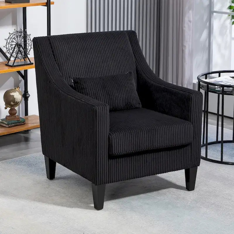 Fauteuil HOMEFUN en velours côtelé, style moderne du milieu du siècle, avec structure en bois, pour salon